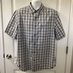 Carhartt Shirt Mens L Button Up Cotton Relaxed Fit Plaid Black Outdoor Work